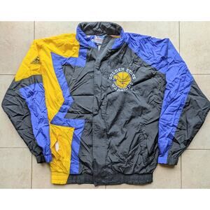 Golden State Warriors 90s APEX windbreaker STAR jacket M black gold NBA vintage